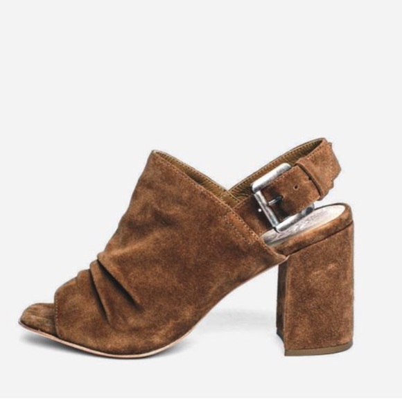 Butter Soft Suede Slingback Peep Toe Rushed Mule - Picture 4 of 4